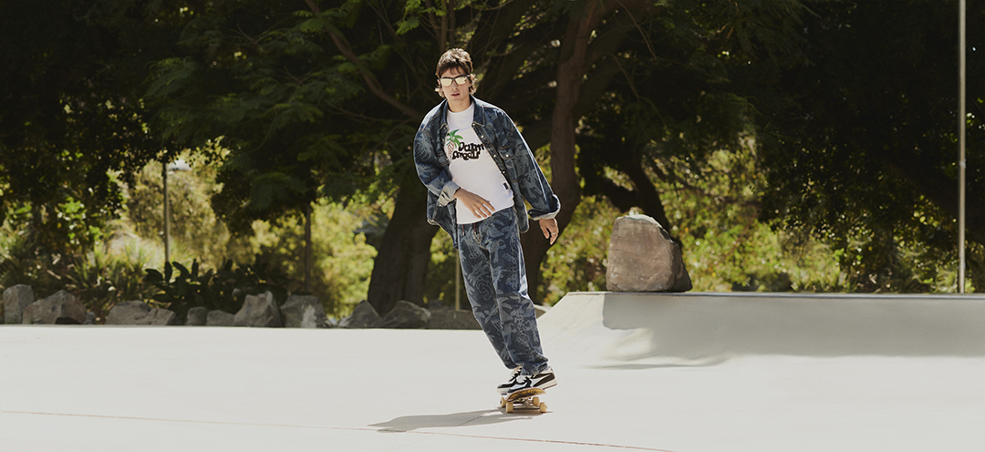 Model skating in Tenerife for the Harvey Nichols shopping centre summer campaign