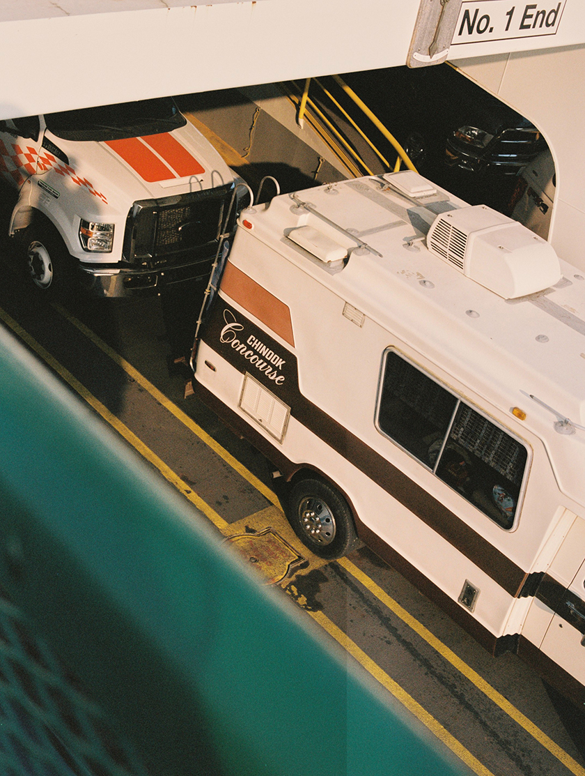 Motorhomes boarding the ferry to San Juan island 